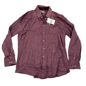 NWD BARBOUR Merlot Priestcliffe Tailored Button Shirt L/S Cotton Spandex US XL